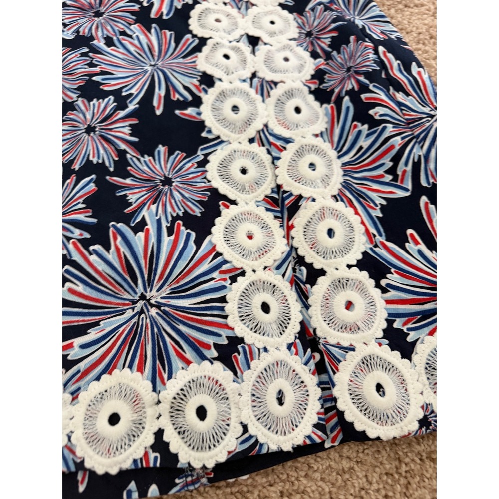 Crown & Ivy Firecracker Floral Skort Navy Red White Lace Trim Mini Skirt - Picture 8 of 10